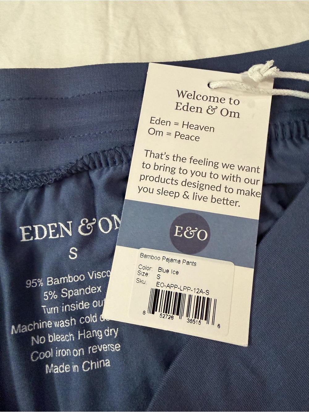 NWT EDEN & OM Bamboo Pajama Pants Blue Ice S - Picture 7 of 14
